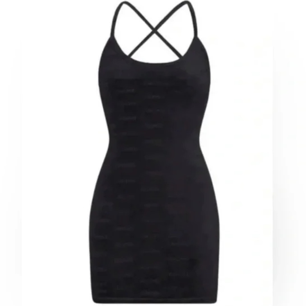 SKIMS Logo Velour Slip Dress